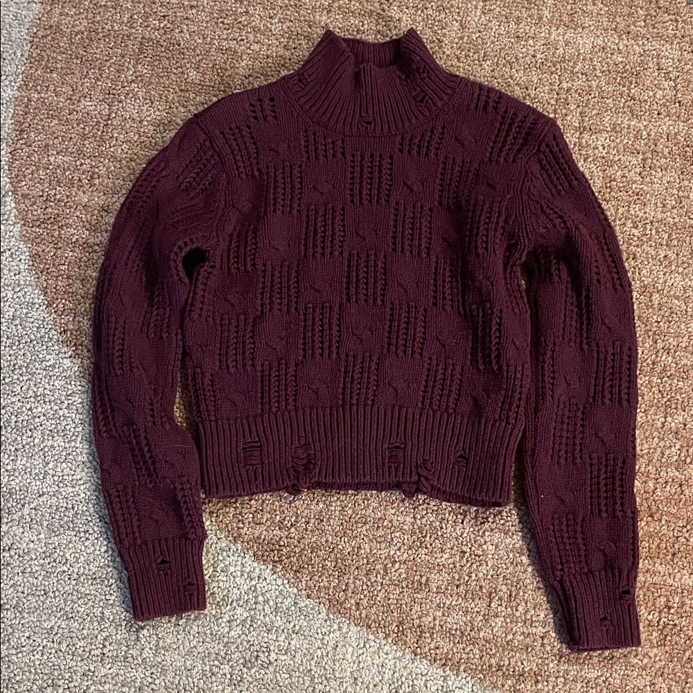 & Other Stories Small Deep Burgundy Turtleneck Sweater #autumn #cotton cropped